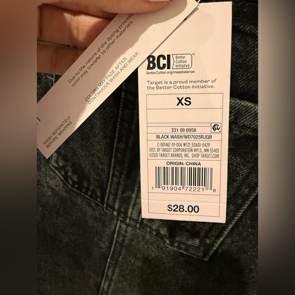 WILD FABLE Black Wash Denim Pinafore Frayed Hem Overall Dress XS NWT - Picture 3 of 4